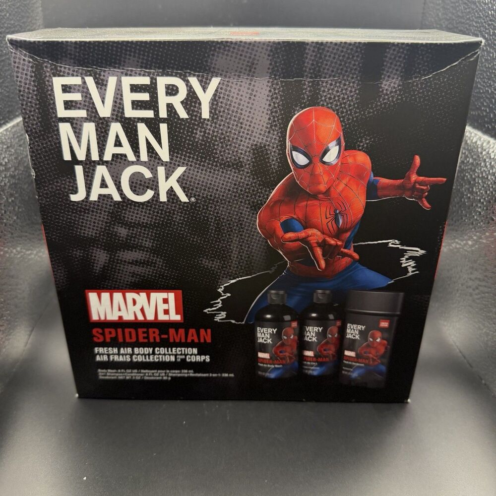 Every Man Jack Marvel Spider-Man Toiletries Set Body Wash Shampoo Deodorant